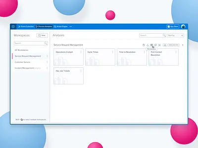 Analytics Workspaces accessibility app b2b business software data analytics data model design enterprise software flat minimal processmining saas typography ui usability ux ux design uxui vector web