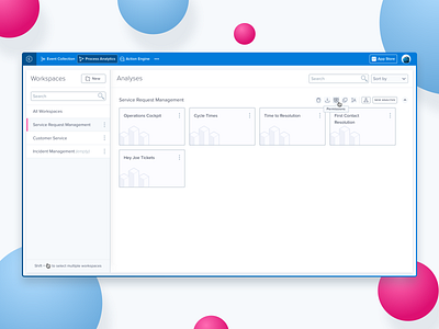 Analytics Workspaces accessibility app b2b business software data analytics data model design enterprise software flat minimal processmining saas typography ui usability ux ux design uxui vector web