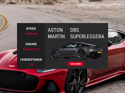 Info Card Ui #045 aston aston martin car card daily 100 challenge dailyui dailyuichallenge design info infocard new newtodribbble simple design ui ui ux design ui100 ui100days ui45