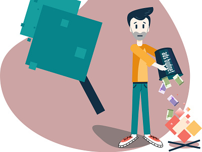 Man spending money adobe illustrator design flat illustration vector web