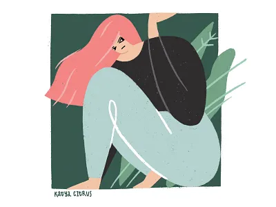 Limits character design girl girl character girl power green illustration limits love pink print procreate square woman