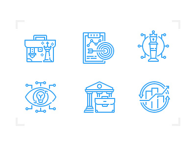Strategy icon set business chess icon investment line profit strategy tactics