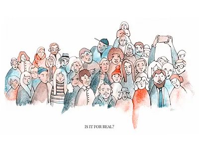 Watercolor crowd artist book character crowd hero illustration people watercolor watercolour