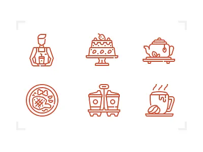 Coffee Shop icon set beverage coffee shop desert drink food icon line restaurant sweet