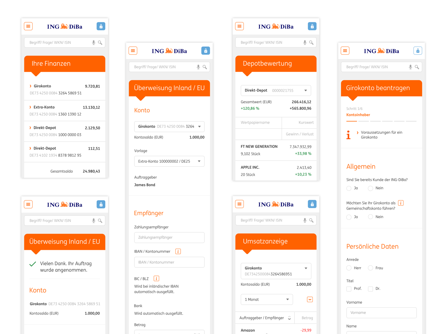 Example of ING-DiBa Online Banking - Mobile Website