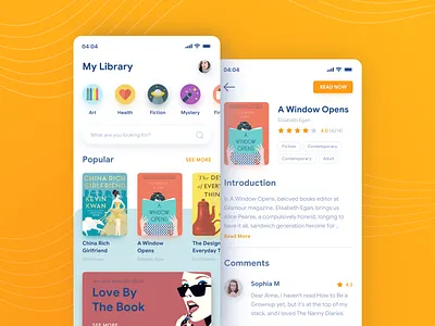 Reading Application app design book bookworm design interface ios iphone layout light mobile reading app ui ux