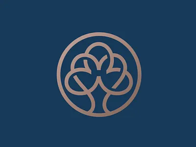 TREE LOGO gold gradient line mark nature symbol tree tree logo