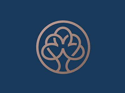 TREE LOGO gold gradient line mark nature symbol tree tree logo