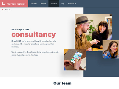 Factory Pattern About Page design ui web site