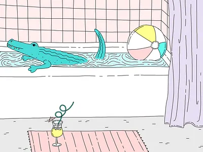 Pool Party drinks illustration pink pool pool party summer