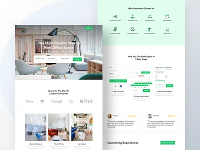 Workspace Renting Landing Page #2 2019 app branding coworkspace design identity landing page landing page design minimal modern design office space popular design renting trending design typography ui ux webapp design website design workspace