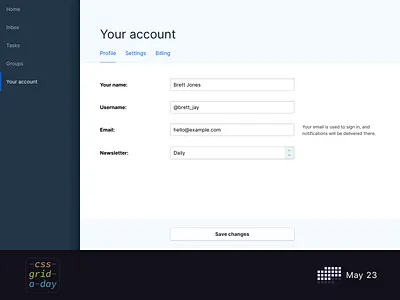 Responsive form grid | CSS Grid May 23 dashboard fieldset form form fields grid input