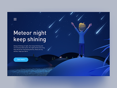 Shining night 3d blue meteor night shining ui web