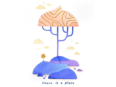 05. there is a place calm conceptual illustration editorial illustration gouache growth illustration meditation mindful peaceful thoughtful