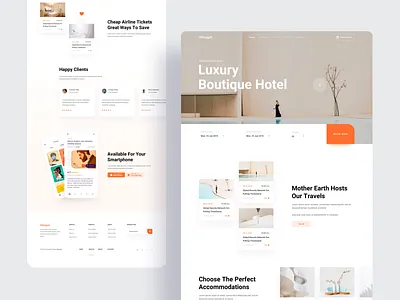 Boutique Hotel Landing Page airbnb booking booking.com clean creative dashboard data visualization hotel hotel app hotel booking landing landing page layout minimal product typography ui ux webdesign website