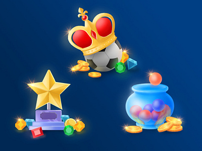 Prize Icons blue branding bright coin diamond football glowing gold graphic design illustrator photoshop sports treasure trophy ui yellow