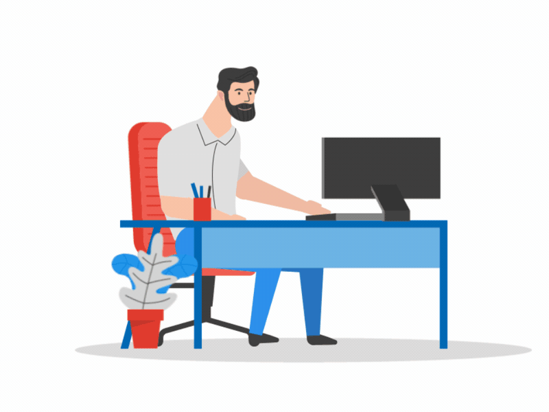 Working Hard or Hardly Working aftereffects character character animation desk gif making money money motion office