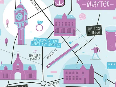 Jewellery Quarter Illustrated Map birmingham city illustration map maps vector