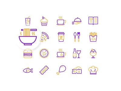 Restaurant Icons duotone icon icon design icon set iconography restaurant vector