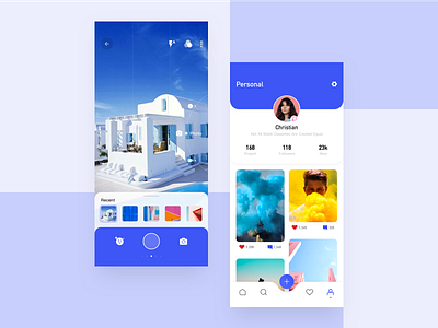 Social App Photo Page activity blue chat app favorite photo recent rounded social app ui