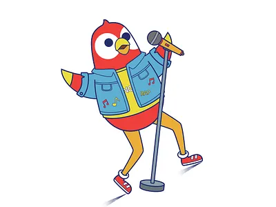 cute singer bird character design illustration photoshop ui vector
