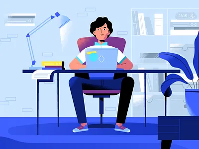 Workplace 2d art character design flat design illustration illustrator style frames texture workplace