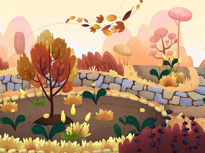 Arboretum - Fall autumn background childrens fall illustration kids nature park seasons