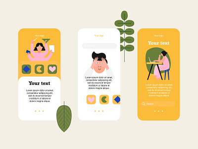 Illustration for app abstract app design girl green illustration logo typography ui vector web web design