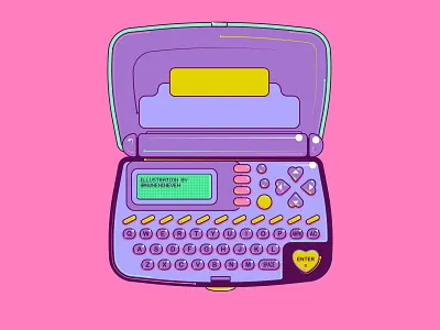 Electronic Notebook Illustration 2d flat art 2d graphics 90s adobe illustrator adobe illustrator cc art artdaily colorful creative design design art designer designs illustration illustrations illustrator millennials purple vector
