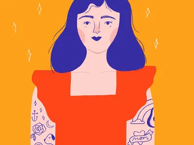 Tattoo Babe be yourself colorful cute digital feminine fun good girl illustration illustration design inclusive photoshop tattoos women