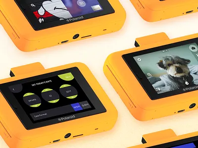 Polaroid Snap Touch Camera Screens branding bright custom date datepicker design device digital fun icons interaction interface layout main photo photography tap touch ui ux