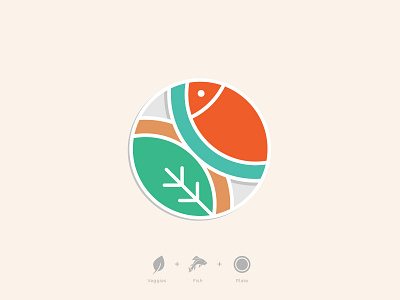 Fish & Leaf branding brandmark colorful fish food geometric icon leaf logo logo design logo desinger logomark mark non veg plate restaurant symbol veg vick vick ben