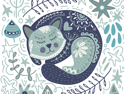 Cute cat illustration. animal card cartoon cartoon character cat color cute art design drawing dream illustration kitten pet sleep