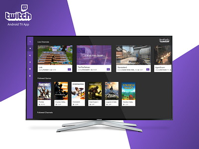 Twitch Android TV app design design games product design twitch twitch.tv ui design ux ui ux design