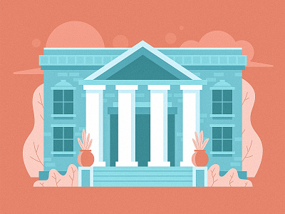 Bank Illustration architecture bank building column columns illustration money plants roman trees