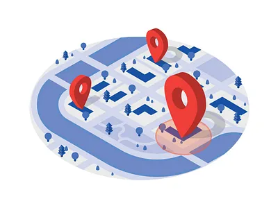 Empty State Illustrations no. 3 - Location 2 colour birds eye blue emptystate illustration isometric location map mapping red