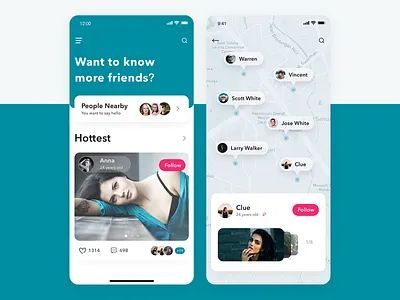 👨💜👩👉👭 app card color design follow gps like map page ps sketch social social app ui ux