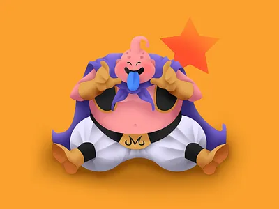 Majin Buu akira toriyama anime character dragonball happy illustration manga simple