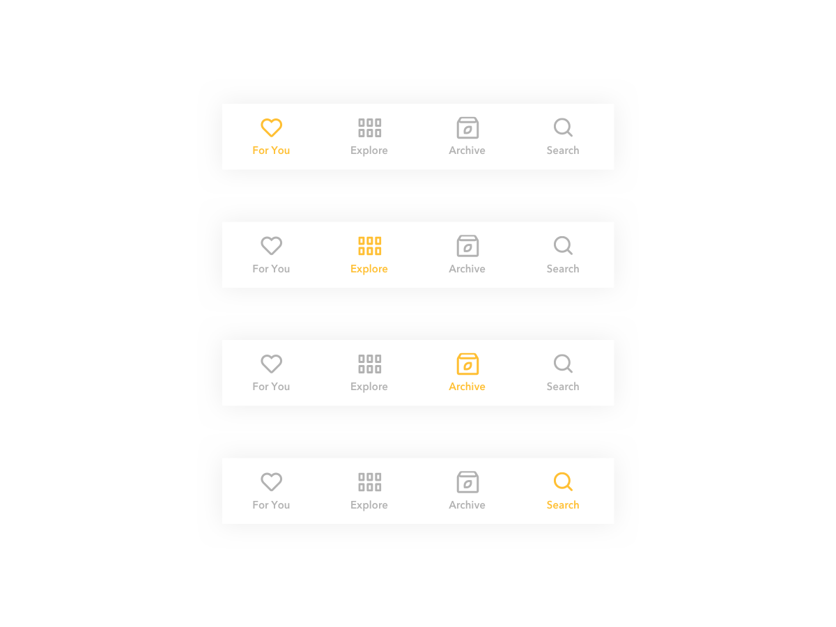 Tea App - Tab Bar app app design clean concept design heart icon interface ios minimal mobile app search tab bar tabs tea ui ux