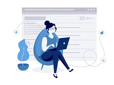 Web Design branding business client customer design digital flat girl graphic illustration officer pose ui ui design ux web web design website woman work