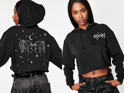 Gemini Embroidery - Dollskill astronomy dollskill embroidered embroidery galaxy gemini hand drawn handlettering illustrator