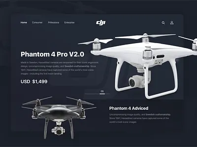 Dji. Phantom 4 Pro V2.0 clean concept design dji drone interface minimal ui ux uxdesign web webdesign