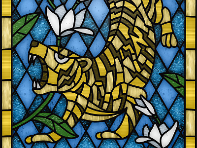 Stained Glass Tiger animal flower glass illustration light magnolia roar stained glass stripes textures tiger