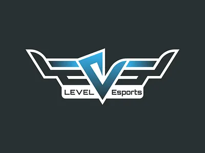 Level Esports - Gaming Center Logo blue esports games gaming geometric geometry gradient letter v level logo mark symmetry v