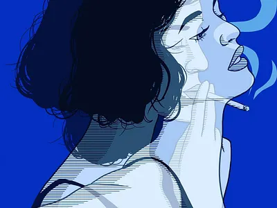 On a blue day artwork blue design fashion fashion illustration illustration portrait