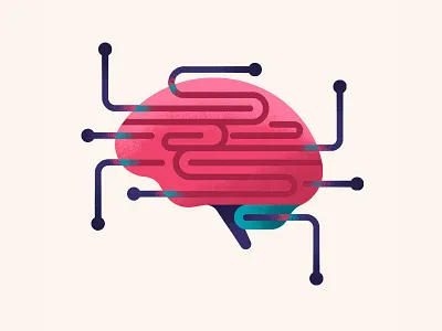 Brain brain connection flat icon illustration tech techno texture