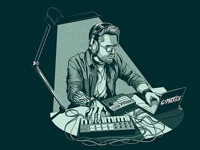 Dj Night artist creation dark design dj djset illustration inspiration konstantin kostenko lamp music musician t shirt vector