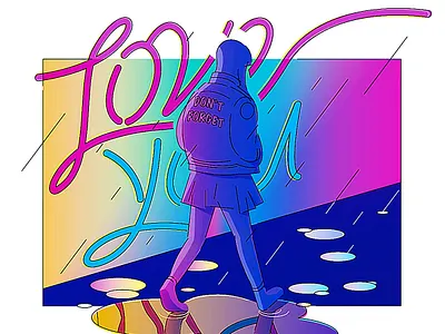 SUMMER RECORD book design girl illustration rain