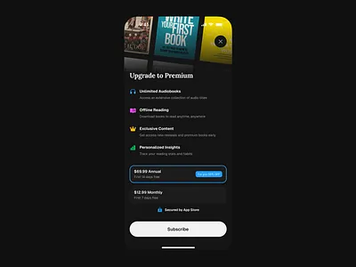 Book app payment wall app design product design ui uiux ux