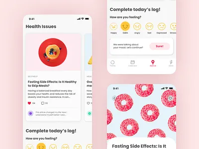 Blog blog blog post card comments communication community food minsk mobile mobile app mobile ui mood nice pink postcard tracker app typography ui